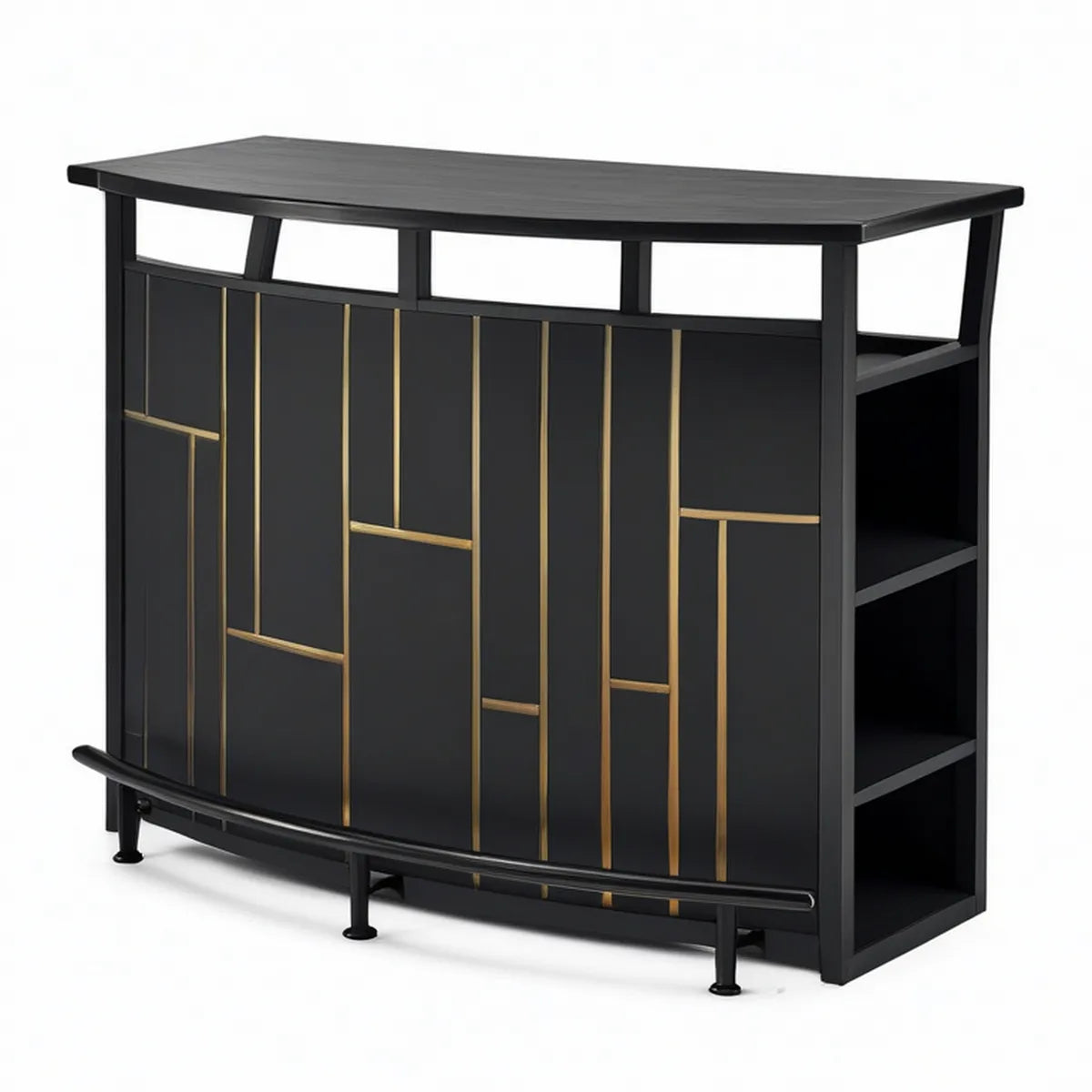 Bartheke mit Seitenregal, 120 x 50 x 105 cm, Schwarz/Gold