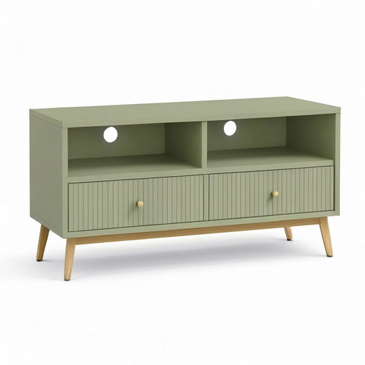 TV-Lowboard aus MDF und Kiefernholz, Salbeigrün/Naturholz, 120 x 40 x 60 cm