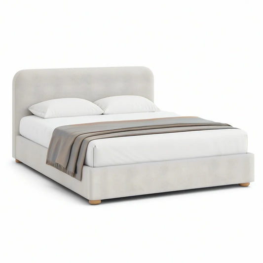 Gepolstertes Doppelbett 160 x 200 cm Creme